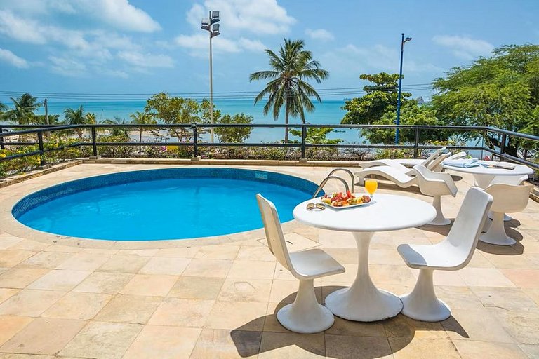 Flat beira mar com linda vista e hidromassagem