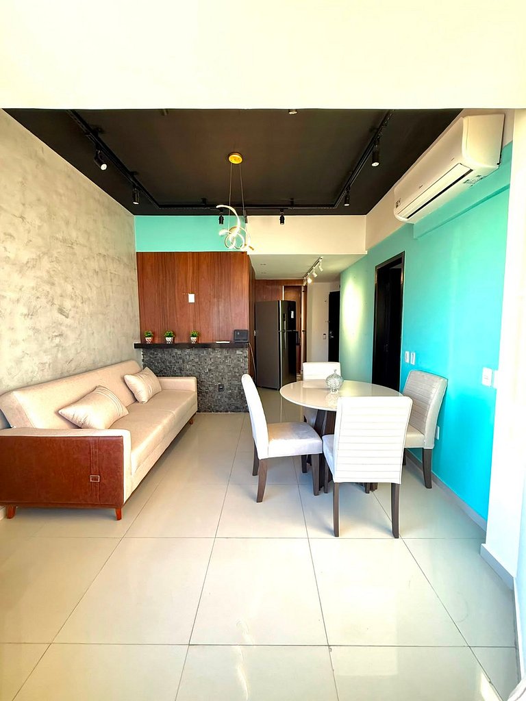 Flat beira mar com linda vista e hidromassagem