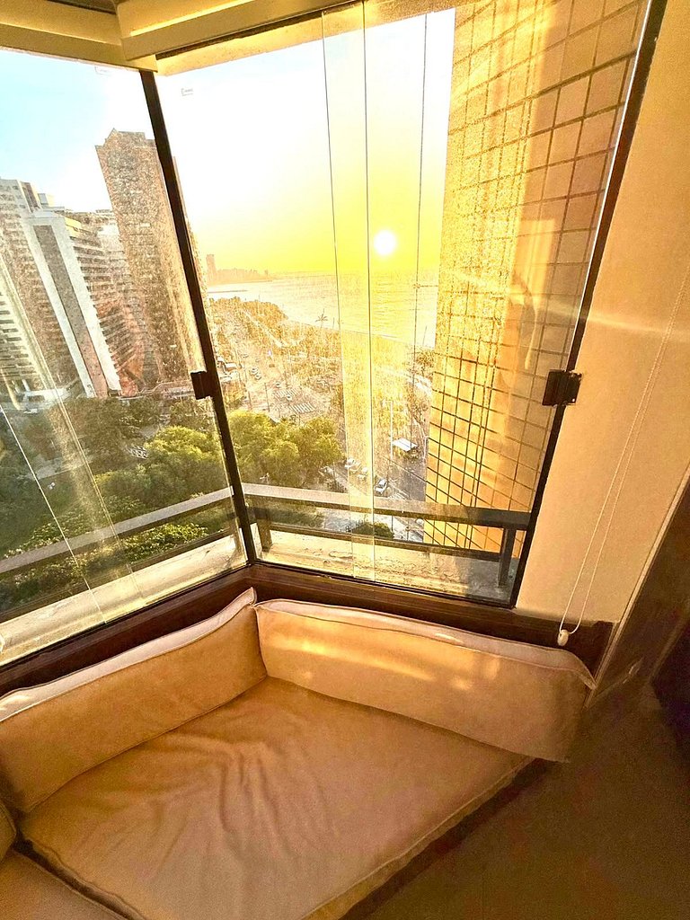 Flat beira mar com linda vista e hidromassagem