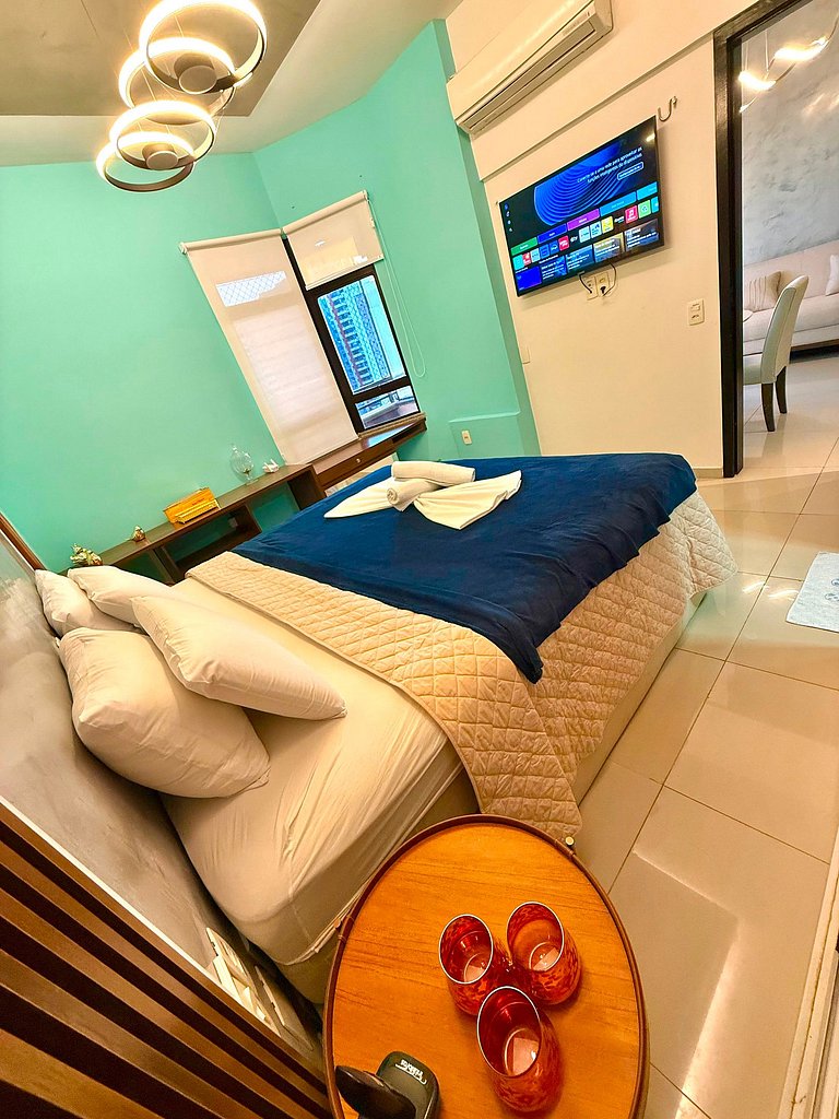 Flat beira mar com linda vista e hidromassagem