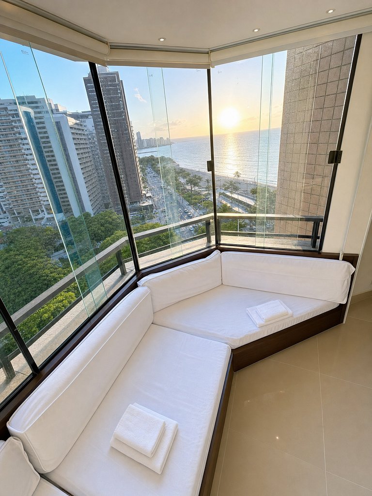 Flat beira mar com linda vista e hidromassagem