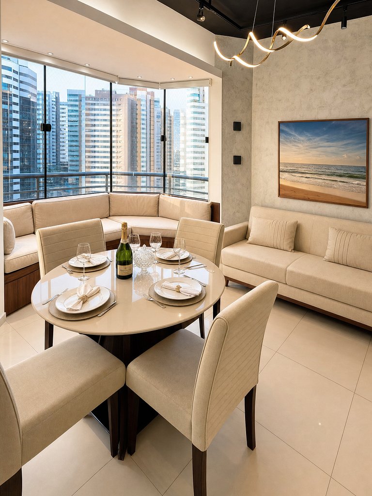 Flat beira mar com linda vista e hidromassagem