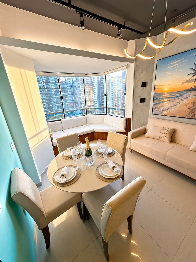Flat beira mar com linda vista e hidromassagem