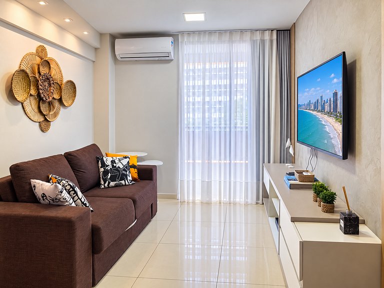 Flat moderno, 2 quartos dentro de hotel famoso