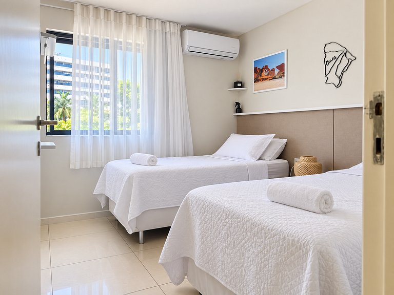 Flat moderno, 2 quartos dentro de hotel famoso