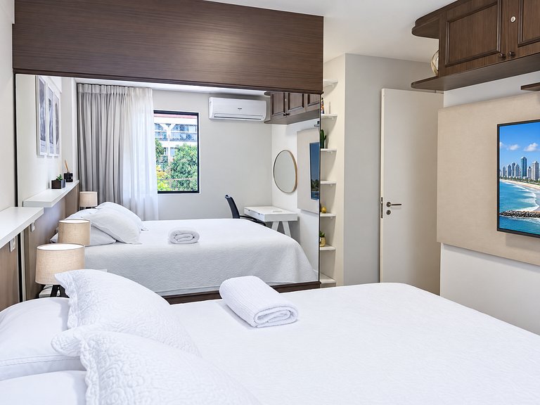 Flat moderno, 2 quartos dentro de hotel famoso