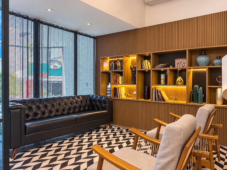 Flat moderno, 2 quartos dentro de hotel famoso