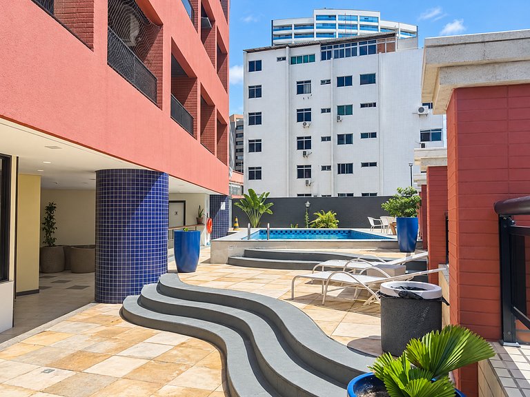 Flat moderno, 2 quartos dentro de hotel famoso