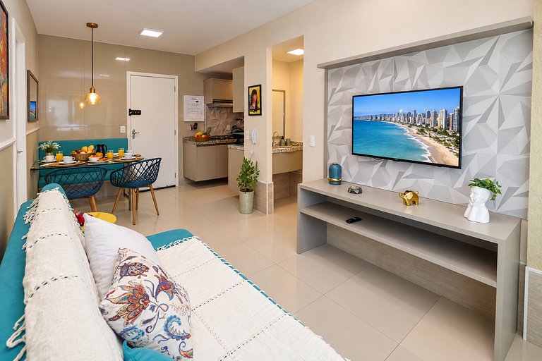 VG FUN belíssimo 2 quartos projetado na beira mar